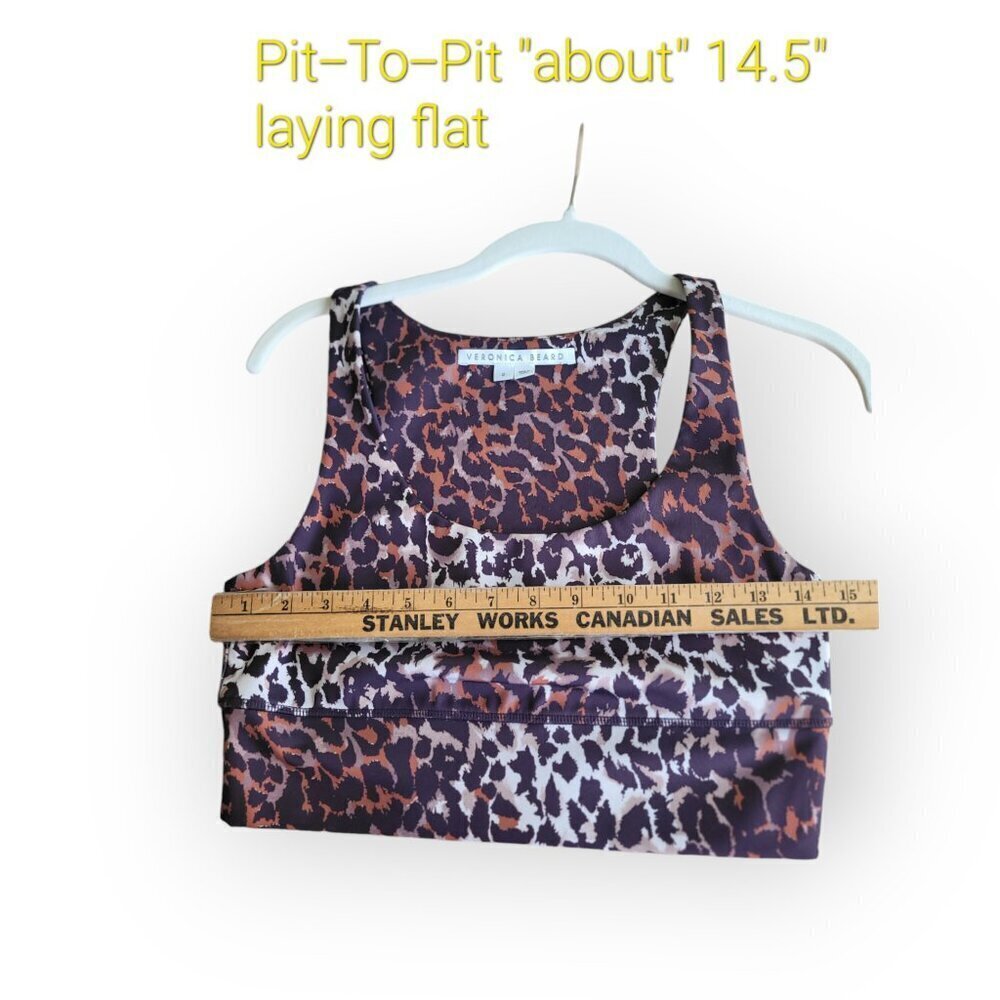 Veronica Beard Brown Leopard Print Sports Bra Small Sleeveless Gym Yoga Top - Picture 4 of 7